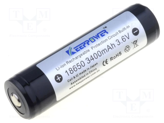 Batéria Li-ion 18650; 3,6V; 3400mAh