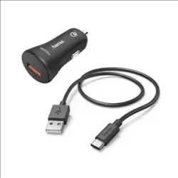 Hama set rýchla USB nabíjaèka do vozidla Quick Charge 3.0, 19,5 W + kábel USB A-C 1,5 m