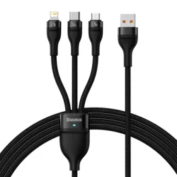 BASEUS cable USB 3in1 Flash Series USB-C micro USB Lightning 66W CASS040001 1.2m black