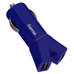 Hama dvojitá USB nabíjačka do vozidla Color Line, AutoDetect, 3,4 A, modrá