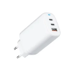 Travel Charger Forcell GaN 65W with 2x USB type C socket, 1x USB A - 3A with PD and Quick Charge 4.0 function